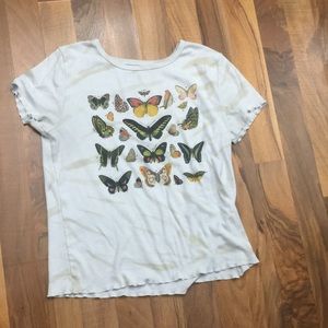 White butterfly crop top
